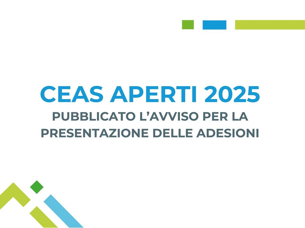 Logo CEAS APERTI 2025 con testo che annuncia la pubblicazione dell'avviso per la presentazione delle adesioni.
